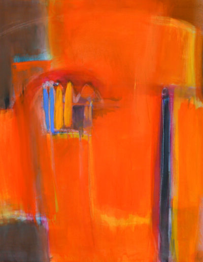 Angèle Ruchti, 2005, orange braun, 90 x 90 cm